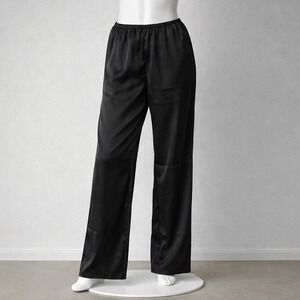 Urban Outfitters Black Satin Pull On Elastic Waist Pants Size M Straight Legs